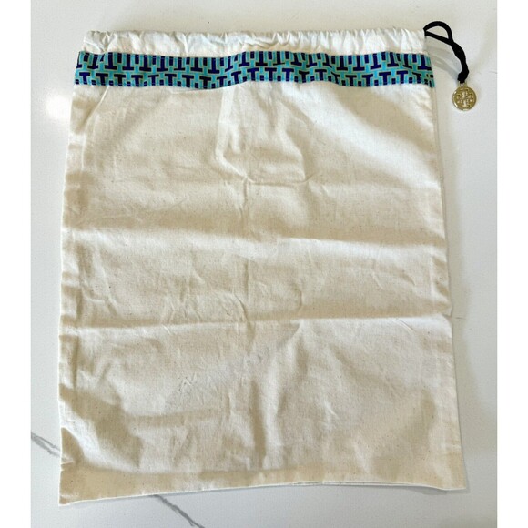 New Authentic Tory Burch Logo Drawstring Canvas Dust Bag Shoes‎ Belt Purse 14x12 - Picture 1 of 7